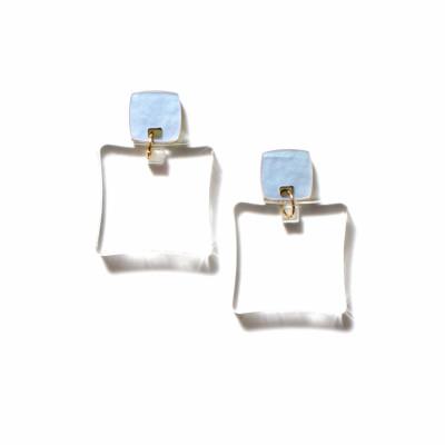 ふるさと納税 燕市 アクリルシカクモチーフイヤリング　Aurora×clear