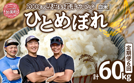 【定期便】米 宮城県産 ひとめぼれ 10kg×6回 (計60kg) 《令和7年産 新米予約》 白米 精米 ご飯 ごはん コメ こめ お米 小分け 家庭用 結心ファーム【yu-hb10-t6-r7】