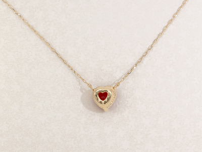 【K18】 血赤珊瑚のハートネックレス 【TK-9220】