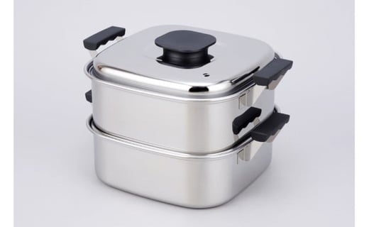 角型蒸し器2段 24cm (蒸し布付) FC035078