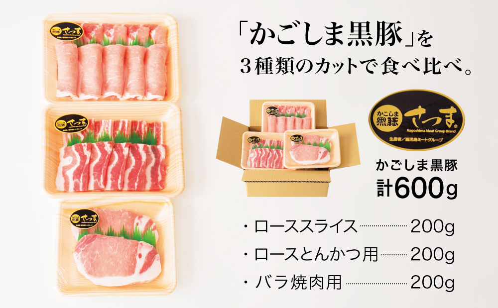 【ブランド黒豚】かごしま黒豚 3種類 計600g バラエティセット