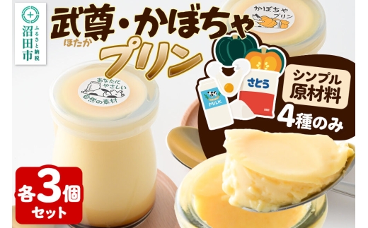 武尊(ほたか)プリン 3個、かぼちゃプリン 3個セット【菓子工房 ミセス・マサコ】 [シンプル原材料 保存料など無添加 洋菓子 生菓子 ぷりん]