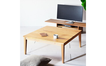 【シンプルモダンな家具のお部屋に】 シャープなデザインのＮＯ１センターテーブル100×100 オーク ローテーブル 無垢材 国産 大川家具