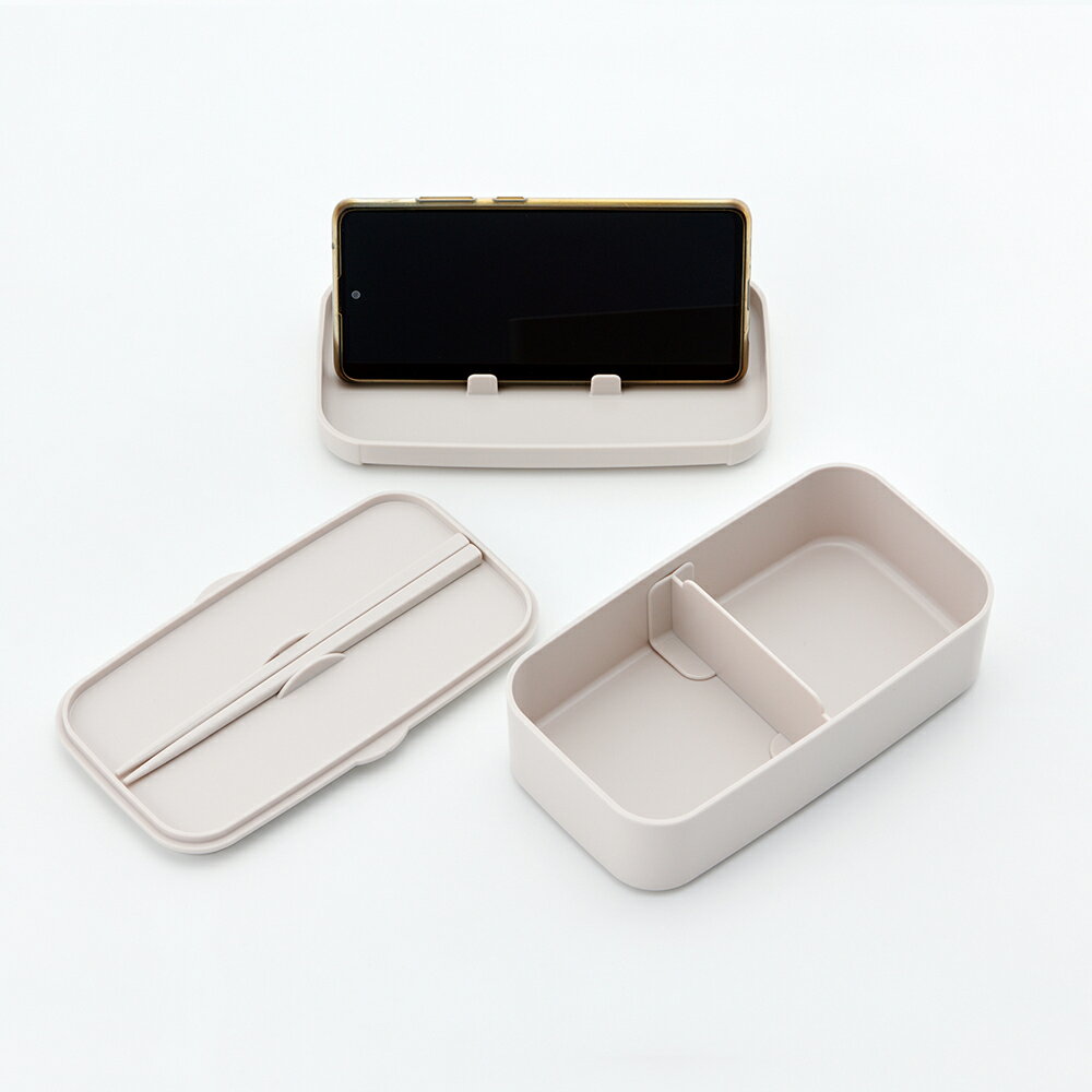 【ふるさと納税】 スケーター 弁当箱 スマホスタンド付き 600ml 1段 箸付き 仕切り 食洗機 レンジ 対応 日本製 skater PLB6SSH ベージュ 色 無地【ランチボックス スマホ スタンド ランチベルト】 奈良県 奈良市 なら