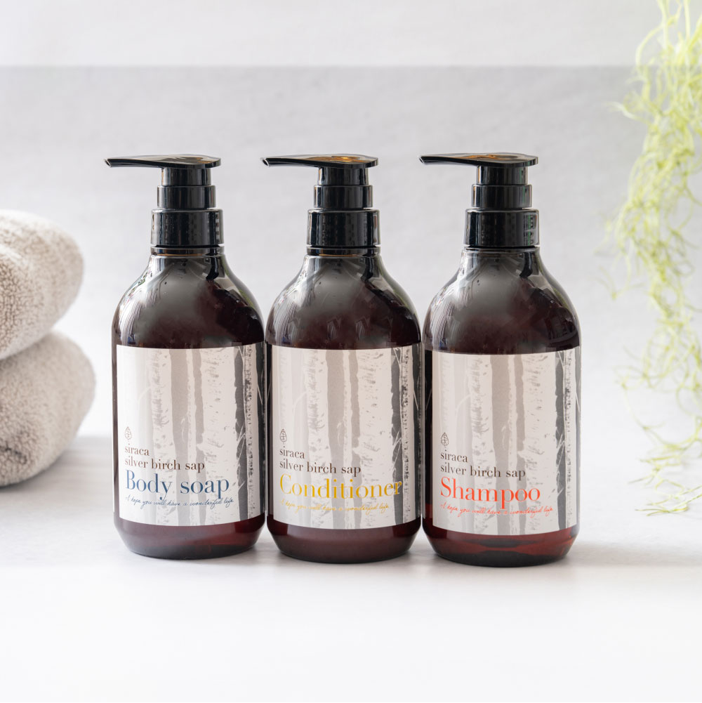 【ふるさと納税】シラカシャンプー・コンディショナー・ボディーソープセット 1セット 計1500ml （500ml×計3本） 各1本 ボディソープ ボディウォッシュ ヘアケア ダメージケア 頭皮ケア 保湿 乾燥 髪 パサつき ゴワつき くせ毛 うねり バス用品 北海道 蘭越町 送料無料