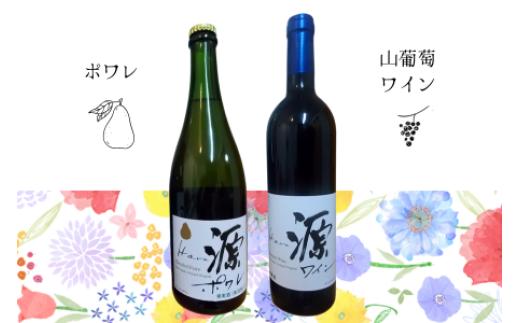 WC27　原りんご園 山葡萄ワイン＆ポワレ（洋梨の発泡酒）セット // 長野県 南信州 松川町産 希少 山ぶどう 洋ナシ ワイン 発泡酒 ポワレ 贈答 ギフト ヤマソーヴィニヨン 数量限定