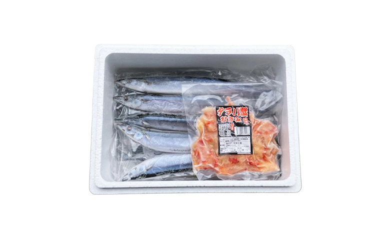 【北海道根室産】タラバガニむき身300g×1P・冷凍さんま5尾×3Pセット B-70048