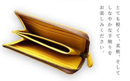 シカ革 片マチ 札入れ 黄色 9.5cm×11.5cm×1.6cm 財布 革製品 シカ 鹿 メンズ レディース ファッション 小物 ギフト 贈り物 プレゼント レザー 九州産 日本製 国産 「えびのブ