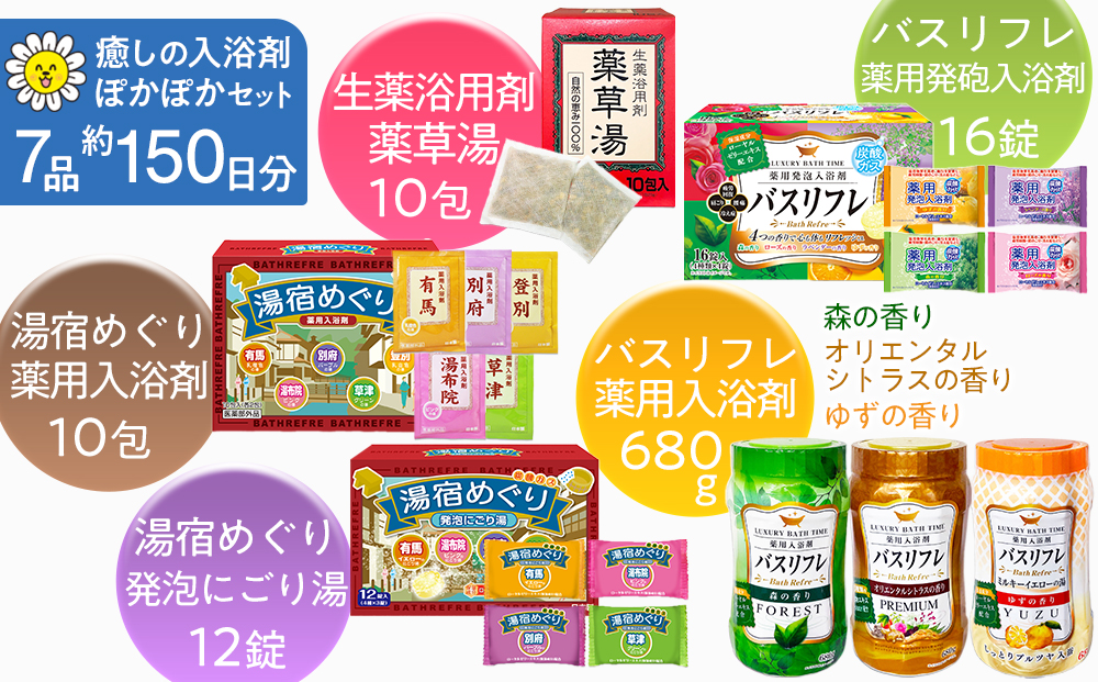 癒しの入浴剤ぽかぽかセット 約150日分 7品入り　CJ05_イメージ2