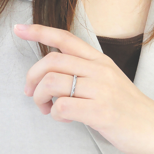 結婚指輪 プラチナ Pt900 ダイヤモンド 0.12ct ヤモンド エタニティ 重ねづけ風 華やか 二連 2連 ハーフエタニティ レディース リング 【331-pt】 ALPAZ169