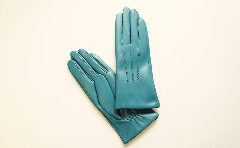 革手袋 スマホ対応 カシミヤ混ニット裏生地 婦人用 レディース 羊革 グレー 21cm