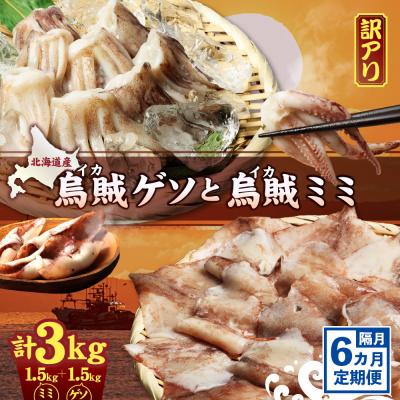 ふるさと納税 興部町 〔ワケあり〕わけあって!イカゲソとイカミミ 隔月6ヶ月定期便