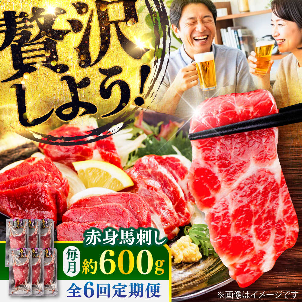 【ふるさと納税】【全6回定期便】赤身 馬刺し 約600g(約100g×6パック) / 小分け 熊本 馬刺 赤身 馬刺し 冷凍 馬肉 ヘルシー 真空 パック おつまみ 熊本県 菊陽町【五右衛門フーズ】[BHCY023]