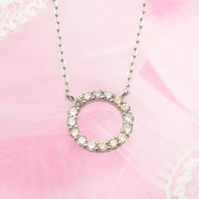 ふるさと納税 山梨県 プラチナ 0.2ctダイヤモンド　サークルペンダントネックレス　HH018645