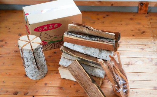 薪セットC（薪:約15kg、スウェーデントーチ、焚付） 自然乾燥 薪 まき マキ キャンプ 木 アウトドア キャンプファイヤー 広葉樹 針葉樹 白樺 混合