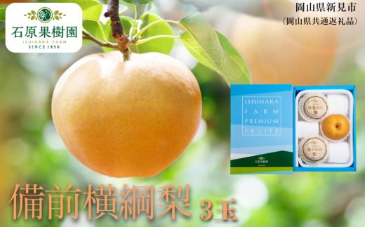 備前横綱梨 3玉箱 赤秀(1～1.5kg玉) 【先行予約 2026年11月中旬から順次発送】