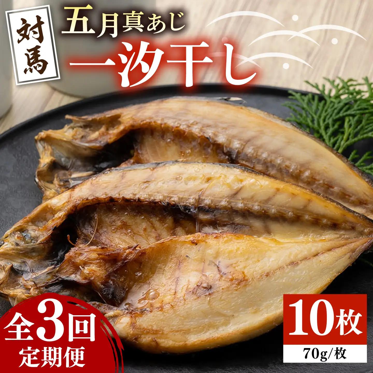 【全3回定期便】対馬 五月 真あじ 一汐干し 10枚 新鮮 アジ 干物 [WAI042]