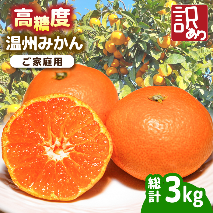 【2025年11月下旬〜発送】【高糖度】訳あり 温州みかん 約3kg（傷もの）/ みかん ミカン 蜜柑 果物 フルーツ / 南島原市 / 南島原果物屋 [SCV022]