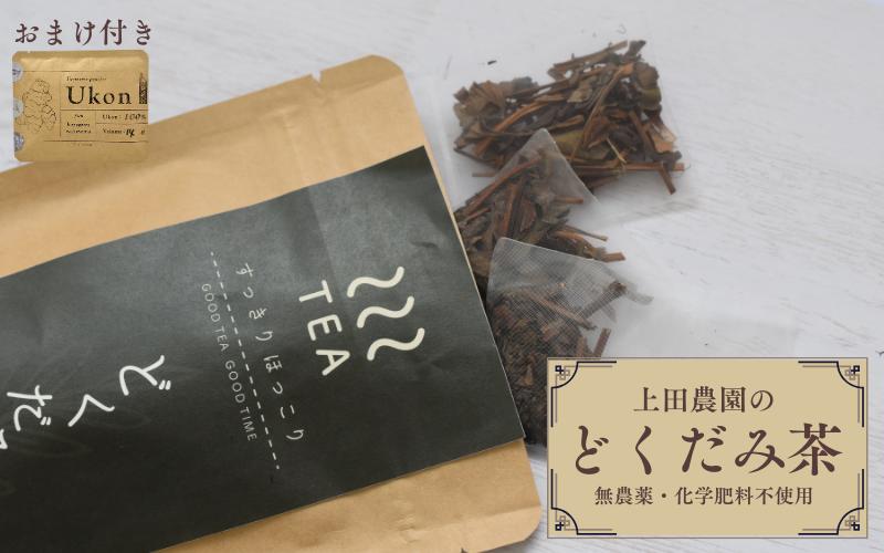 
土地の恵みだけで育てた　無農薬　どくだみ茶（12パック×1袋) おまけ付き（ウコン粉末14g）/ 茶 お茶 どくだみ茶　無農薬　有機栽培　無添加
