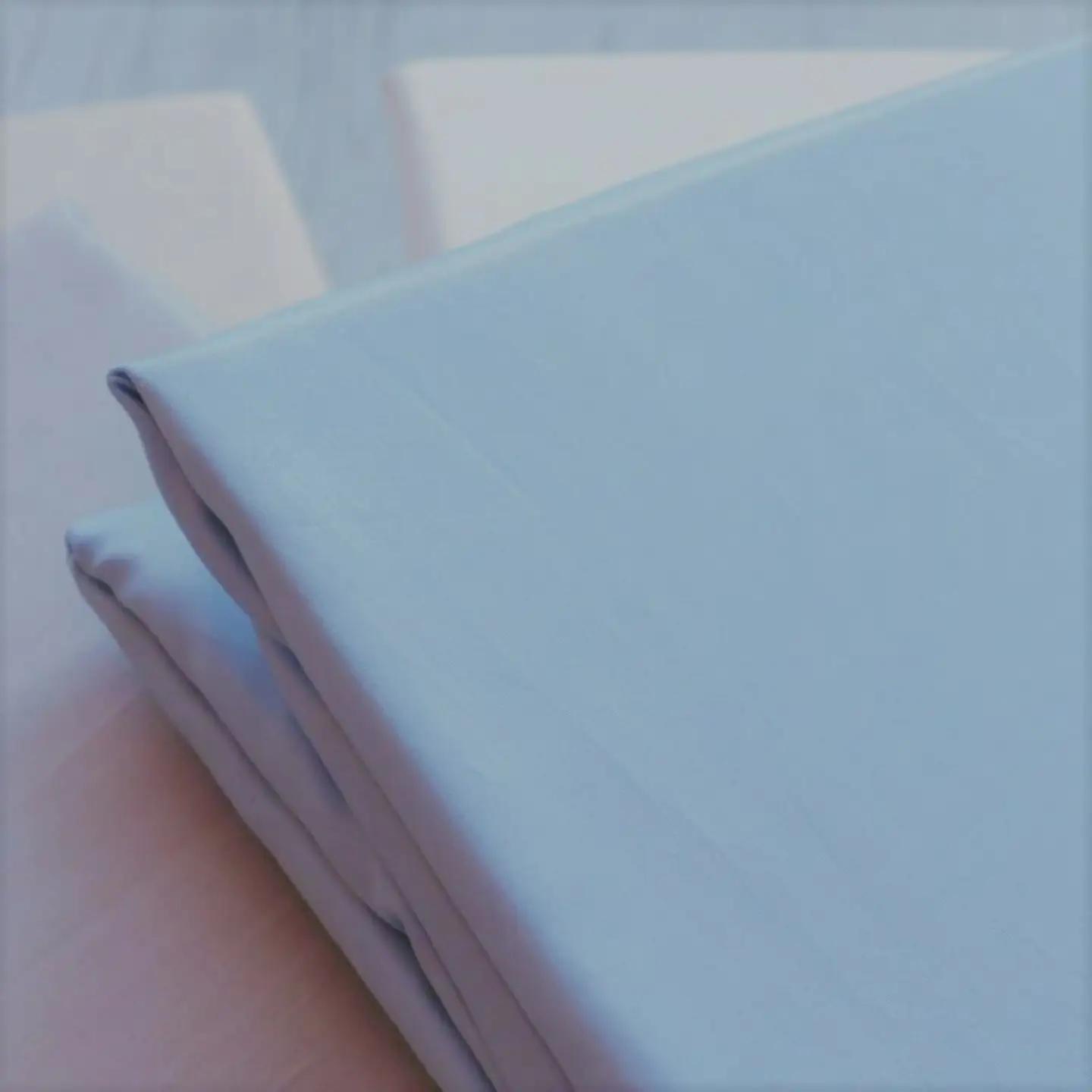 綿サテン　フィットシーツ　ダブルサイズ　【ブルー】