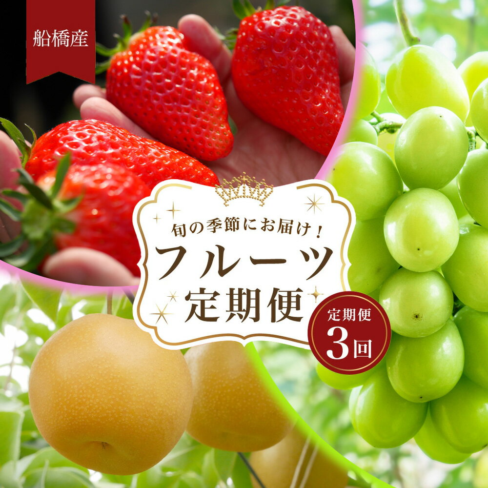 【ふるさと納税】船橋産フルーツ定期便（3品目）　梨 豊水 シャインマスカット イチゴ 旬の時期に発送