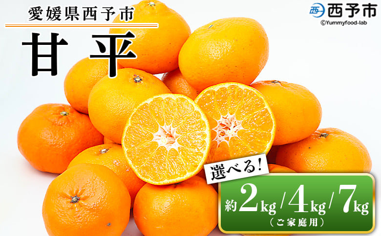 
愛媛県西予市産 甘平 ご家庭用 約2kg／4kg／7kg　訳あり 果物 フルーツ 柑橘類 みかん 蜜柑 ミカン オレンジ かんぺい カンペイ 期間限定 季節限定 甘い 食べて応援 特産品 宇都宮物産 愛媛県 西予市【常温】
