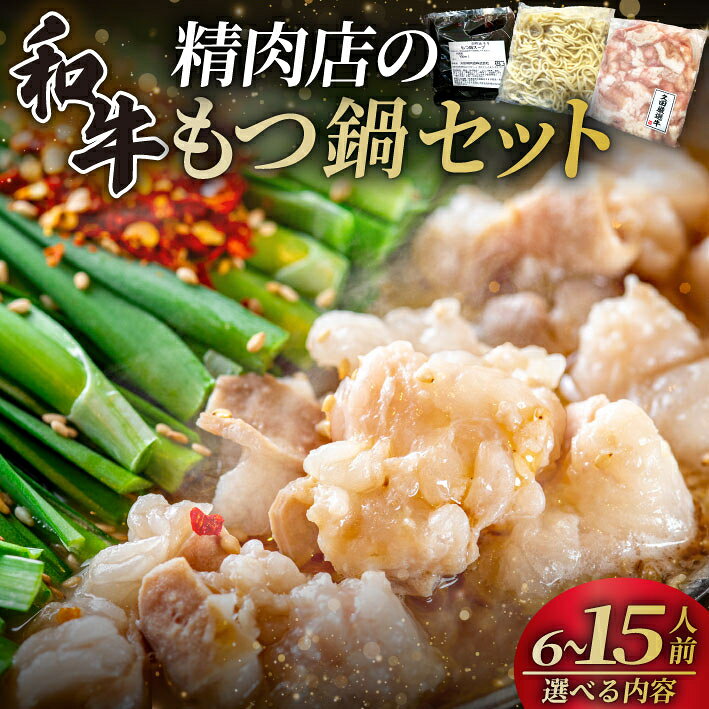 【ふるさと納税】 ＜選べる内容＞和牛 もつ鍋セット 醤油味 ちゃんぽん麺付きorなし 6～15人前【久田精肉店】