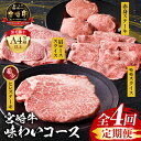 【ふるさと納税】【定期便全4回】宮崎牛 味わい コース 定期 モモ スライス 赤身 ステーキ 赤身ステーキ ヒレ 肩ロース 焼肉 BBQ 牛肉 肉 お肉 ブランド牛 牛 国産 国産牛 料理 普段使い アレンジ パック ご褒美 やわらかい 霜降り 食べ比べ 宮崎県産 宮崎県 宮崎市 送料無料