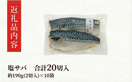 塩さば 合計20切入 約1900g 吉雪｜新潟 さば