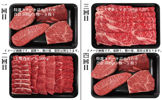 【都萬牛】黒毛和牛定期便セット【4ヶ月定期便】ステーキ 焼肉 スライス等＜10-2＞　