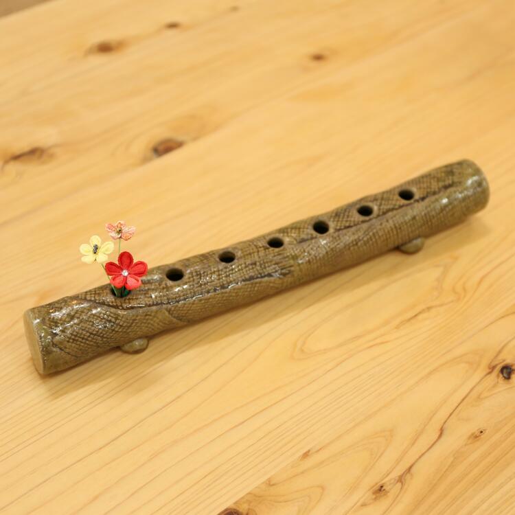 【ふるさと納税】若杉窯 花入れ(横長)/幅32cm×奥行4cm×高さ4cm W-ww-153A