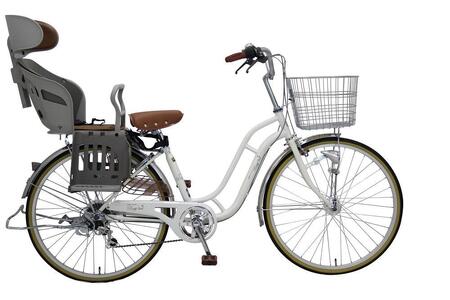 ヱビス自転車 子供乗せ自転車 24インチ ポニーテール246R シマノ製外装6段変速　電動なし（シマノ製ローラーブレーキ LEDオートライト）【本体ホワイト/子乗せグレージュ】