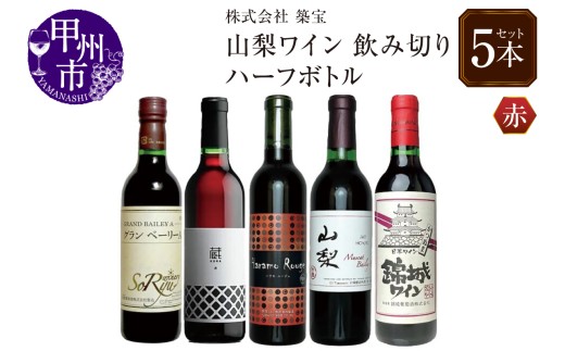 飲みきりハーフボトル 赤ワイン 5本セット（CKH）B17-771 【ワイン 赤ワイン 甲州市 山梨県 】