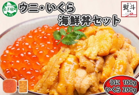 1769. 無地熨斗 うに 100g いくら醤油漬け 200g ウニ チリ産 冷凍 いくら 二色丼 雲丹 イクラ 海鮮 海鮮丼 うに丼 いくら丼 のし 名入れ不可 送料無料 北海道 弟子屈町