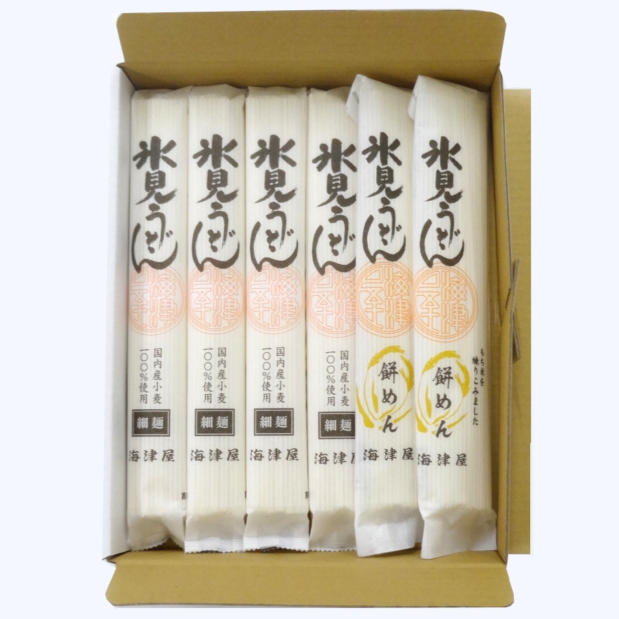 ＜海津屋＞氷見うどん 2種セット ご自宅用（細麺200g×4、餅めん180g×2）