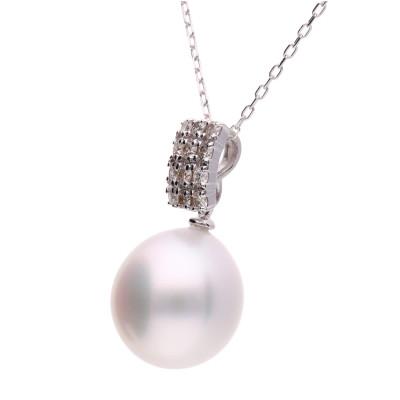 ふるさと納税 神戸市 【月影】白蝶真珠(南洋真珠) ダイヤモンド K18 ホワイトゴールド ペンダントトップ |  | 01