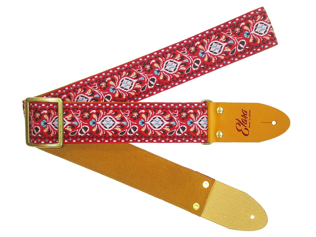 
            【ギターストラップ】 Elara Straps Peacock Queue Crimson 郡上市 レザー 真鍮バックル ウルトラスエード プロ仕様 エレキ アコギ ベース Ksound 小林楽器店
          