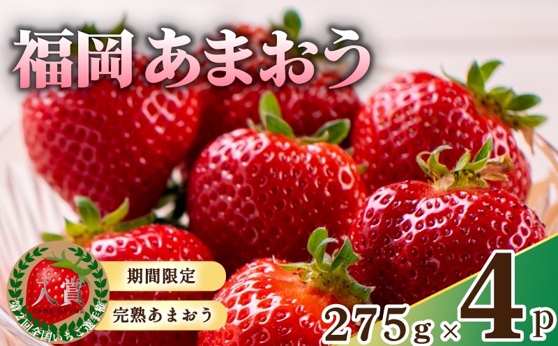 
                  【2027年2月から発送予定】先行予約! 数量限定 福岡産 あまおう ichigo strawberry itigo 約1.1kg 約275ｇ×4パック セット いちご 苺 イチゴ フルーツ 果物 くだもの 春 旬 福岡 九州 福岡県 川崎町 暖家のいちご
                