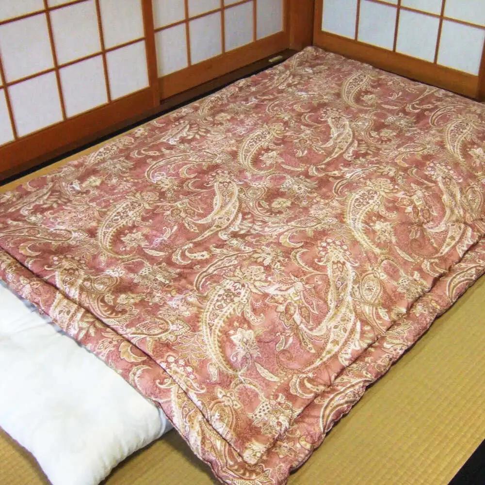 国産真綿100％使用 近江真綿 手引き布団 1.5kg シングル 【赤色】[AQBN016] 布団 かけ布団