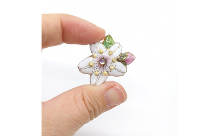 金彩無線七宝焼　桜のタックピンブローチ(ピンバッジ)　[西宮100周年ラベル]