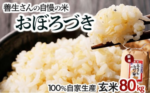 寄附額改定↓ 《令和6年産！》『100%自家生産玄米』善生さんの自慢の米 玄米おぼろづき８０kg※一括発送【06146】