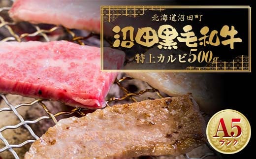 
            幻の沼田黒毛和牛 A5ランク 特上カルビ500g 牛肉 国産 北海道 冷凍 n-0105
          