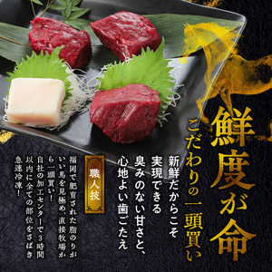 【馬刺し】 新鮮こだわり国産馬刺しセット【馬刺しタレ付き】福岡県産《馬刺し(赤身)・コウネ》 (赤身100g×3P・コウネ50g)_国産馬刺しセット 国産 馬刺し 赤身 100g × 3袋 コウネ 5
