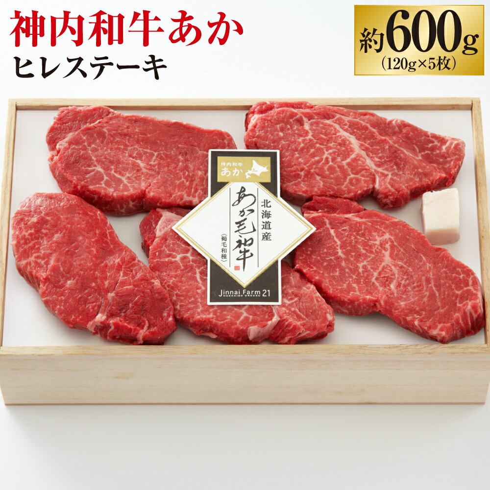 【ふるさと納税】神内和牛あか ヒレステーキ 約600g 5枚入り 120g×5枚 肉 お肉 牛肉 ヒレ ステーキ 高級部位 冷凍 北海道 浦臼町 送料無料