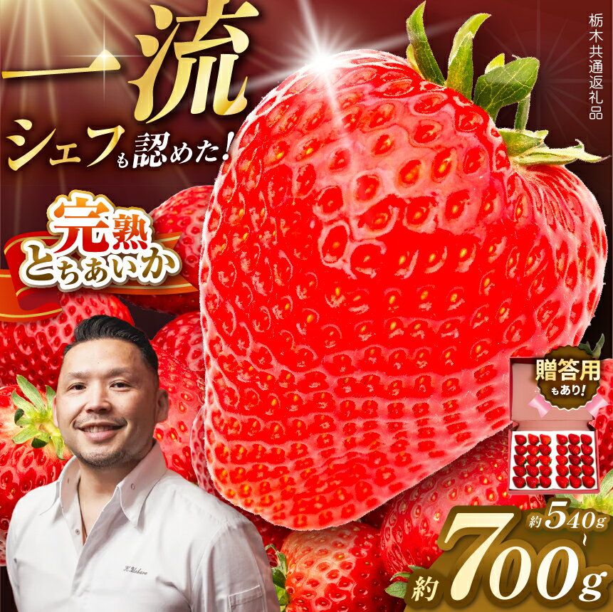 【ふるさと納税】【栃木県共通返礼品】完熟とちあいか 540g 700g 30粒 ギフトBOX | ジューシー 新鮮 甘い 美味しい 果物 フルーツ デザート とちあいか 苺 itigo イチゴ いちご DX 贈答用 グランデ サイズ デラックス 栃木県 那珂川町 送料無料