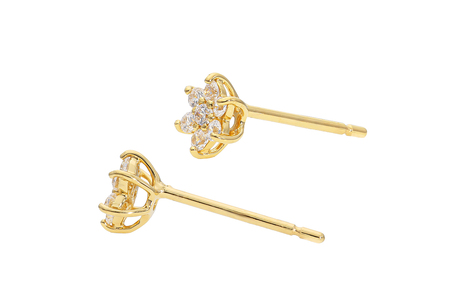 K18YG　ヘキサゴンダイヤピアス　mk-437　CR-7