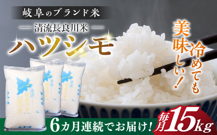 
            【6回定期便】 【R7年産】岐阜 ハツシモ 15kg 名水 100選に選ばれた 長良川 中流の水で育った 「清流長良川米」 ハツシモ はしつも 長良川 清流米 すし飯  冷めても美味しい お米 米 こめ 白米 15kg 15キロ 定期便 岐阜市 / 森ライス [ANCU012]
          