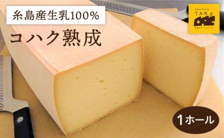 【糸島産生乳100％使用の手作りチーズ】コハク熟成 1ホール 糸島市 / 糸島ナチュラルチーズ製造所TAK-タック- [AYC011] チーズ おつまみ 乳製品 ギフト 贈答 贈り物 手づくり 生乳 プレゼント