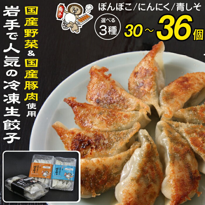 【ふるさと納税】 おすすめ 餃子 冷凍 生餃子 選べる 3種類 / スタンダード・にんにく・青しそ / 国産野菜 国産豚肉 総菜 おかず おつまみ 中華 冷凍食品 ぎょうざ ギョーザ ニンニク ニンニク抜き 青紫蘇 もっちり 焼くだけ 簡単 調理 夕ご飯 ビール 岩手県 滝沢市 送料無料