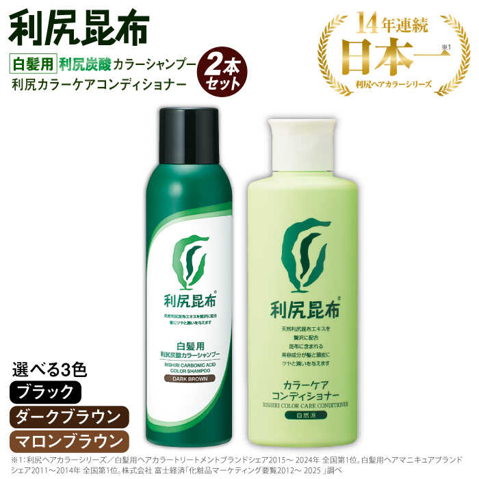 【ふるさと納税】【色が選べる！2本セット】【白髪用】利尻炭酸カラーシャンプー＋利尻カラーケアコンディショナー ムラなく染まる 濃密泡 白髪染め 無添加 植物由来 カラーリング ヘアカラー シャンプー 低刺激 炭酸 敏感肌 ノンシリコン 補修 ヘアケア